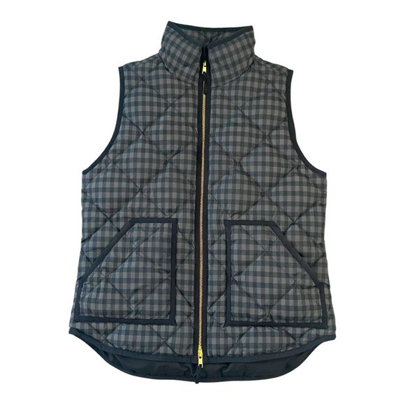 J. Crew Jackets & Blazers - J CREW puffer vest Small black gray plaid